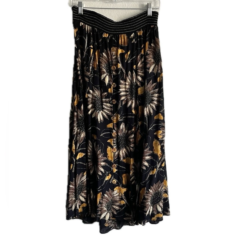 Carole Little Vintage Carole Little black and yellow sunflower print maxi skirt